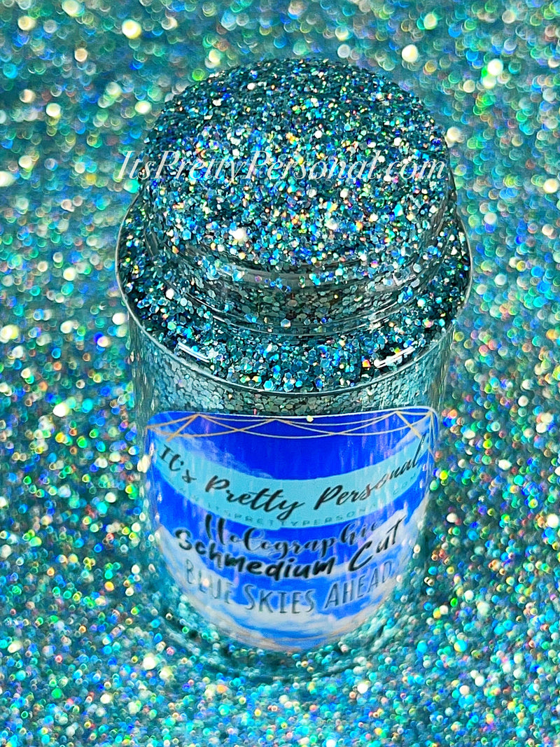 SCHMEDIUM CUT "Blue Skies Ahead" -Holographic + Hologram Glitter