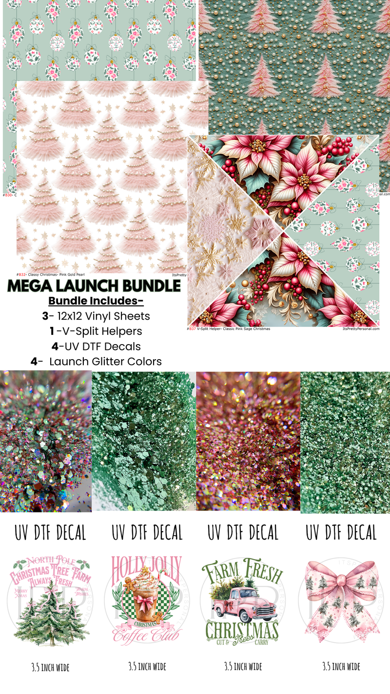 🚨MEGA LAUNCH BUNDLE!- Pink & Sage Christmas Discount Pack- 12 items total