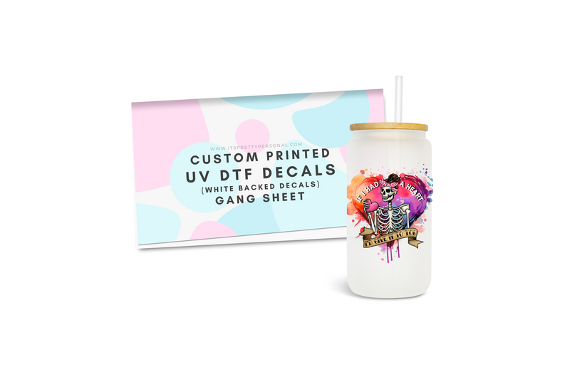 Custom UV DTF Gang Sheet- (White Backed Permanent Decals!) Design Your Own!