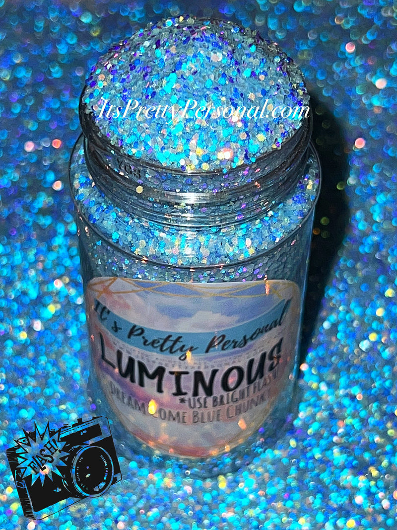 "Dream Come Blue Chunky” (Medium Cut)- Luminous Reflective Glitter Collection