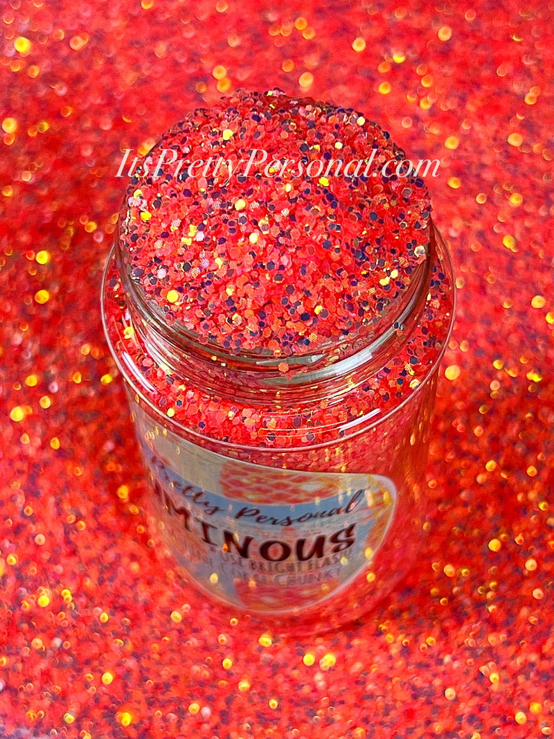 "Conga-Line Coral Chunky” (Medium Cut)- Luminous Reflective Glitter Collection