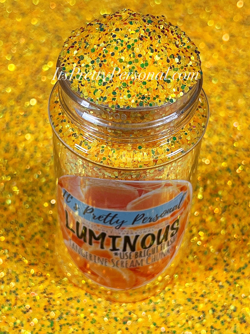 "Tangerine Scream Chunky” (Medium Cut)- Luminous Reflective Glitter Collection