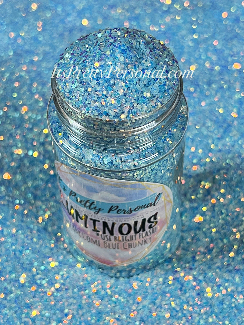 "Dream Come Blue Chunky” (Medium Cut)- Luminous Reflective Glitter Collection